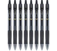 Pilot Pen Stylos à bille G2 – Lot de 8, encre gel rechargeable et rétractable, pointe fine noir