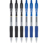Pilot G2 Retractable Gel Ink Rollerball Pen Extra Fine 05pt Black & Blue (Pack Of 6)
