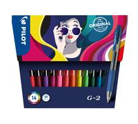 14 stylos roller - G-2 - Pilot - Encre gel - Pointe moyenne - Assortiment