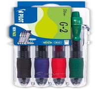 Pilot G207 Retractable Gel Rollerball 0.7mm Set to Go Pack of 4- Black/Blue/Red/