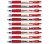 Pilot G207 Stylo Roller à encre gel et pointe rétractable de 0,7 mm, Red, 10 Stifte