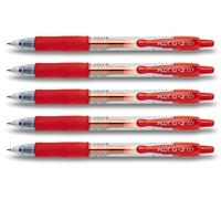 Pilot G207 Stylo Roller à encre gel et pointe rétractable de 0,7 mm, Red, 5 Stifte