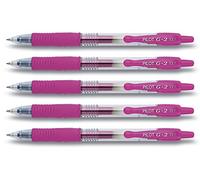 Pilot G207 Stylo Roller à encre gel et pointe rétractable de 0,7 mm, rose, 5 Stifte