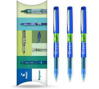 Pilot Greenball Lot De 3 Stylos Roller À Encre Liquide - Gamme Begreen 89 % Recyclé - Pointe Moyenne De 0,7 Mm - Idéal Pour Écrire, École, Maison, Révision, Bureau (Bleu)