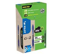 Pilot – Stylo gel rétractable Eco Pack G2+ 0,7 mm bleu, lot 12 stylos +12 recharges (6 offertes)