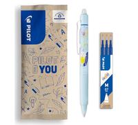 PILOT - Lot de 1 FriXion Ball Clicker + 1 Étui de 3 Recharges - Stylo Effaçable Mignon - Édition Limitée Pool Party - Roller Rechargeable - Bleu - Pointe Moyenne