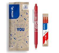 PILOT - Lot de 1 Frixion Ball Clicker + 1 Set de 3 recharges - Stylo rétractable effaçable à encre thermosensible - roller rechargeable et ergonomique - Bleu - Pointe moyenne