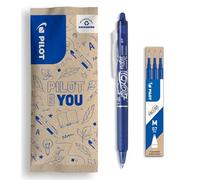 PILOT - Lot de 1 Frixion Ball Clicker + 1 Set de 3 recharges - Stylo rétractable effaçable à encre thermosensible - roller rechargeable et ergonomique - Bleu - Pointe moyenne