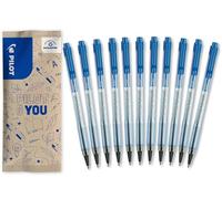 PILOT - Lot de 10 +1 Offert BPS Matic - Stylo-Bille - Écriture Ultra-Fluide et Confortable - Rechargeable et Rétractable - Bleu - Pointe Fine