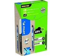 Pilot Eco Pack B2P Begreen, stylo bille rétractable, pointe moyenne 0,7 mm, corps noir transparent avec zone de préhension, encre noire, 10 stylos + 10 recharges dont 5 offertes