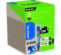 PILOT - Lot de 10 V-Board Master + 10 recharges - Marqueurs Tableau Blanc Effaçable à sec - Marqueur Rechargeable à Encre Liquide Couleurs Intenses - Begreen - Bleu - Pointe Moyenne