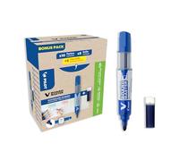 Pilot Pen Marqueurs tableau blanc V-Board Master – Lot 10 + 10 recharges, Bleu Pointe moyenne