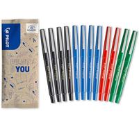 PILOT - Lot de 12 Fineliner - Stylos feutres - Feutre Fin d'Écriture à Encre Liquide - Séchage Rapide - Noir, Bleu, Rouge, Vert - Pointe Moyenne