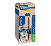 Pilot FriXion Clicker Stylo roller rétractable encre gel effaçable pointe moyenne 0,7 mm - Noir - Pack de 12 stylos + 12 recharges