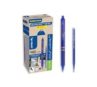 PILOT - Lot de 12 FriXion Ball Clicker 07 + 12 Recharges - Stylo Effaçable à Encre Thermosensible - Stylo Roller Rétractable et Rechargeable - Bleu - Pointe Moyenne