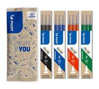 PILOT - Lot de 12 recharges FriXion Point - Roller encre gel effaçable - Pointe synergy fine - Noir, Bleu, Rouge, Vert Noir, Bleu, Rouge, Vert G