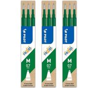PILOT Lot de 12 Sets de 3 recharges pour roller FriXion Ball pointe moyenne (0,7mm). Encre vert
