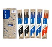 Pilot - Lot de 5 étuis de 3 recharges FriXion pour stylo effaçable. Compatibles FriXion Ball et FriXion Ball Clicker - 2 Bleu, 2 Noir, 1 Rouge - Pointe Moyenne
