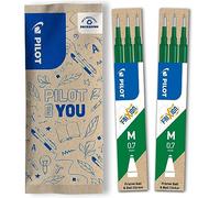 PILOT Recharges FriXion 6 pcs encre gel effaçable pointe moyenne 0,7 mm vert pour rollers FriXion Ball et Ball Clicker Vert G