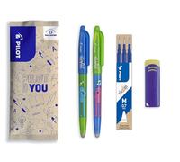 PILOT - Lot de 2 FriXion Ball + 3 Recharges + 1 Gomme OFFERTE - Stylos Effaçables Mignons - Édition Limitée Friends, Stylo d'Amitié - Musique - Rechargeables - Encre Bleue - Pointe Moyenne