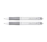 Pilot Lot De 2 Stylos Bille Rétractable Grip Acroball Pure White 1.0 Trait 0,4 Mm Noir