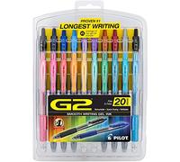 Pilot Lot de 20 stylos à encre gel G2 de qualité supérieure - Pointe fine - Couleurs assorties - 16687