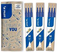 PILOT - Lot de 3 étuis de 3 recharges FriXion pour stylo effaçable. Compatibles FriXion Ball et FriXion Ball Clicker - Bleu - Pointe Moyenne