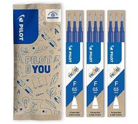 PILOT - Lot de 9 recharges FriXion - Roller encre gel effaçable - Pointe fine - Bleu Bleu G
