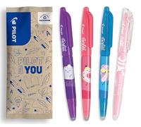 PILOT - Lot de 3 Frixion Ball + 1 Surligneur FriXion Light - Stylos Effaçables - Édition Limitée Sweet Paradise - Rollers Rechargeables - Corps Turquoise, Corail, Violet - Encre Bleue - Pointe Moyenne