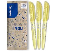 PILOT - Lot de 3 Frixion Light Soft - Surligneurs effaçables aux couleurs pastel - Jaune - Pointe biseautée pour tracé fin ou plus large