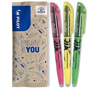 PILOT - Lot de 3 FriXion Light - Surligneurs Effaçables aux couleurs fluos - 1 Jaune, 1 Vert, 1 Rose - Pointe biseautée pour tracé fin ou plus large