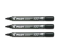 PILOT Lot de 3 Marqueurs permanent SCA-100 pointe ogive 1mm noir