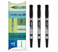 Pilot Lot de 3 marqueurs permanents 2 en 1 à double pointe fine et extra fine - Gamme Begreen 76 % recyclé (noir, lot de 3)