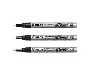 PILOT Lot de 3 Marqueurs Super Color Corps Alu Pte Fine Argent