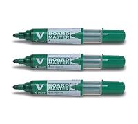PILOT Lot de 3 Marqueurs tableau blanc V-Board Master, pointe ogive, rechargeable , vert