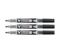 PILOT Lot de 3 Marqueurs V-Board Master S Noir Begreen Pointe Extra Fine