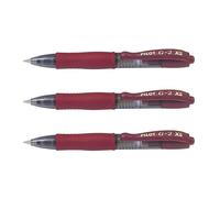 Pilot Lot De 3 Minis Stylo Roller Encre Gel G2 Xs7 Pixie Tracé 0,4 Mm (Bille 0,7mm) Bordeaux