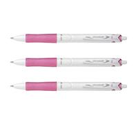 PILOT Lot de 3 Stylos bille rétractable Grip ACROBALL PURE WHITE 1.0 Trait 0,4 mm Rose