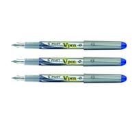 Pilot Lot De 3 Stylos Plume Jetable V-Pen Silver Pte Moyenne Bleu
