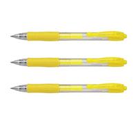 PILOT Lot de 3 Stylos Roller Encre Gel G2 07 Néon Pointe Moyenne Jaune néon