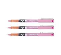 PILOT 11068 V5 Stylo écriture fine encre liquide niveau visible pointe Indéformable clip métal 0,3 mm Rose