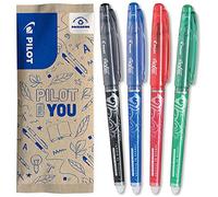 PILOT - Lot de 4 FriXion Point - Stylo Roller Rechargeable - Encre Gel Effaçable - 1 Bleu, 1 Noir, 1 Rouge, 1 Vert - Pointe Fine