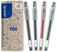 PILOT - Lot de 4 G-Tec C4, Stylo Roller à Gel Roller, Noir, Bleu, Rouge, Vert, Pointe Ultra Fine pour un Travail de Précision Tracé de 0.2mm