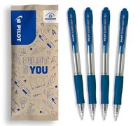 PILOT - Lot de 4 Stylos-bille Super Grip - Stylo Rechargeable et Rétractable Bille - Bleu - Pointe Moyenne