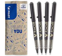 PILOT - V-Ball 07 - Lot de 4 rollers encre liquide - Pointe moyenne - Noir Noir G