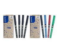 Pilot - Lot de 4 V7 - Stylos roller à encre liquide pointe aiguille moyenne (pointe de 0,7 mm) - Noir & Lot de 4 V5 - Stylos roller à encre liquide à pointe fine (pointe de 0,5 mm)