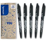PILOT - Lot de 5 Frixion Ball - Stylo effaçable à encre thermosensible - Stylo roller rechargeable fabriqué à partir de plastique recyclé - Noir - Pointe moyenne
