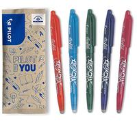 PILOT - Lot de 5 Frixion Ball - Stylo roller effaçable à encre thermosensible - rechargeable avec du plastique recyclé - Orange, Turquoise, Bleu, Vert, Rose - Pointe moyenne