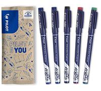 PILOT - Lot de 5 FriXion Fineliner - Feutre d'Écriture Effaçable à Encre Thermosensible - 2 Bleus, 1 Noir, 1 Rouge, 1 Vert - Pointe Moyenne