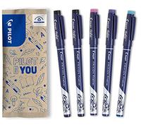 PILOT - Lot de 5 FriXion Fineliner - Stylo feutre effaçable à encre thermosensible - 2 Noirs, 1 Rose, 1 Violet, 1 Bleu Clair - Feutre d'écriture à pointe fine
